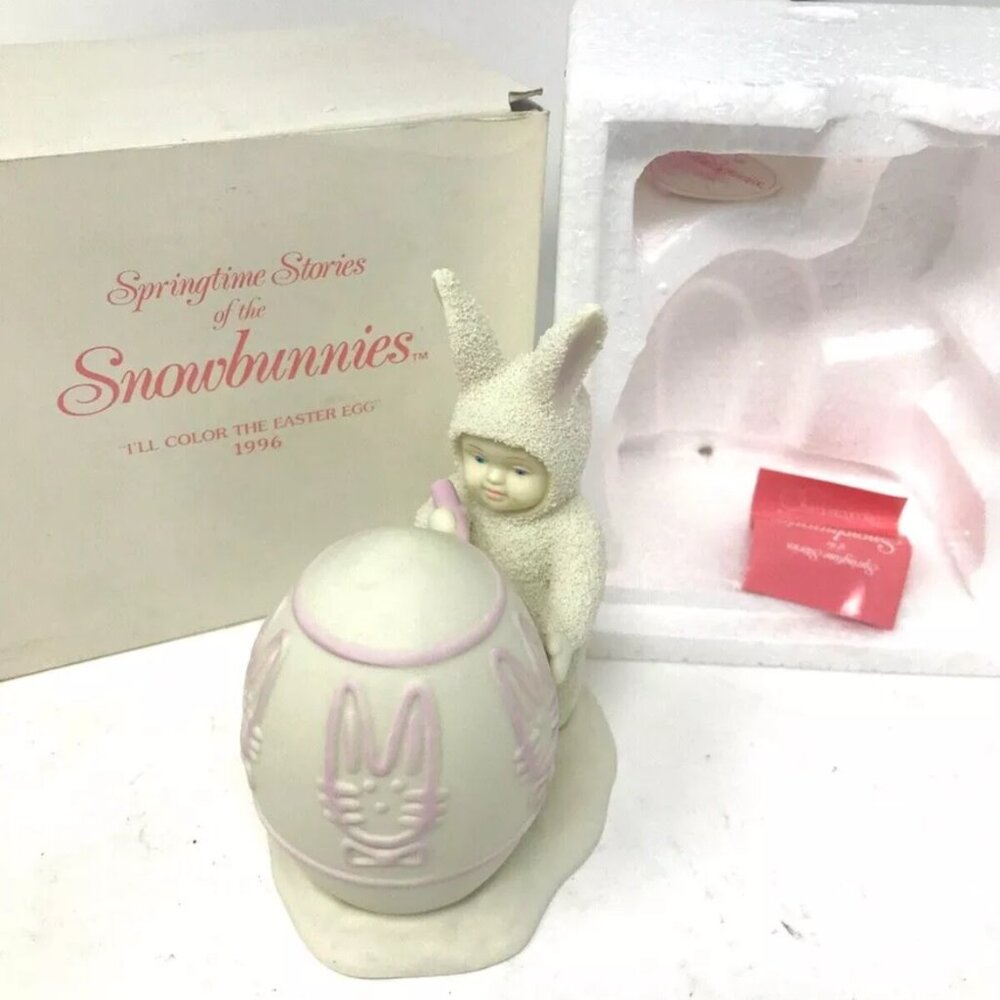 Department 56 Springtime Easter Snowbunnies I'll Color the Easter Egg 1996
